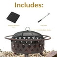 thumbnail image 5 of Sunnydaze 30" Round Wood-Burning Bronze Finish Crossweave Fire Pit with Spark Screen, 5 of 23