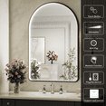 thumbnail image 5 of FTOTI 24x36 inch Arched LED Bathroom Mirror - Black Frame, Anti-Fog, Dimmable, Lighted Vanity Mirror, 5 of 7