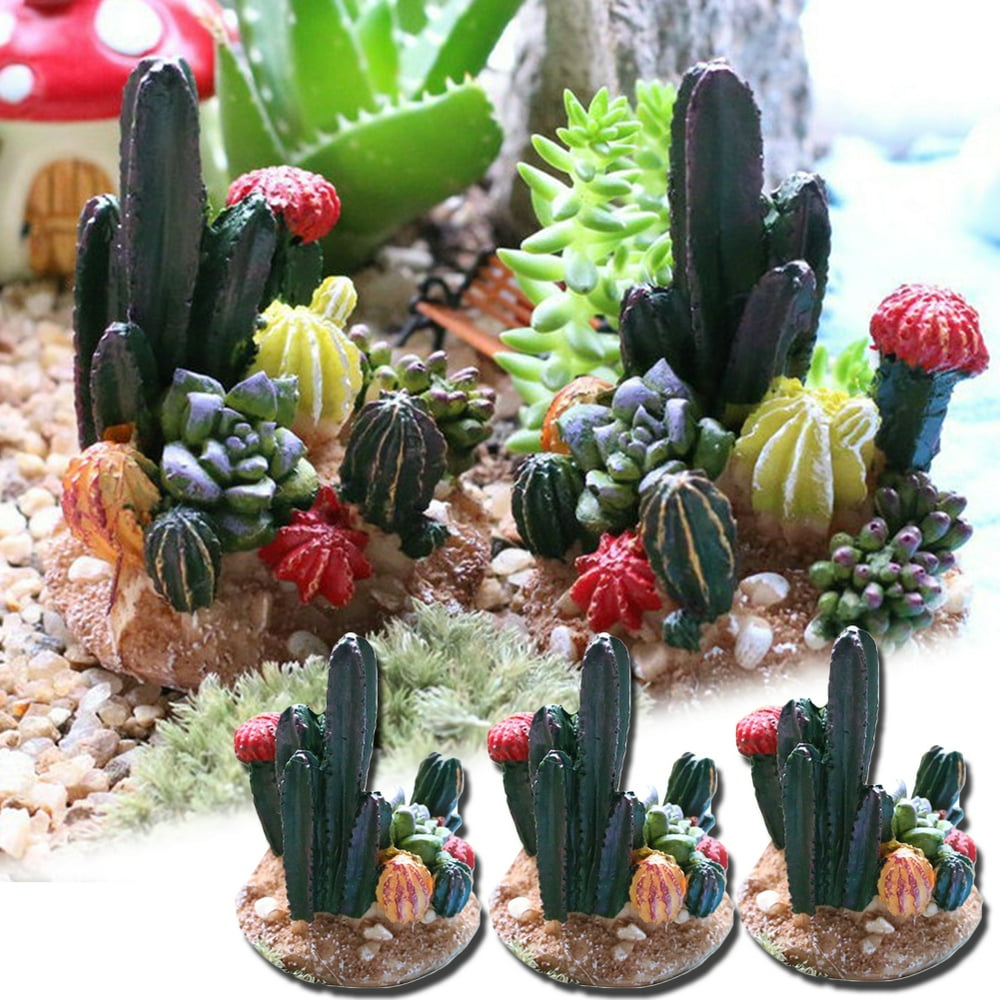 Diy Mini Cactus Cheers.US 3 Pcs Miniature Cactus Street Sign, Mini Plant Resin Cactus