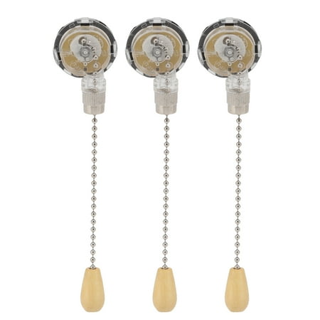 

3Pcs Ceiling Fan Lamp Switch Rustproof Replacement Ceiling Light Pull Chain Switch 250V 125V Chrome