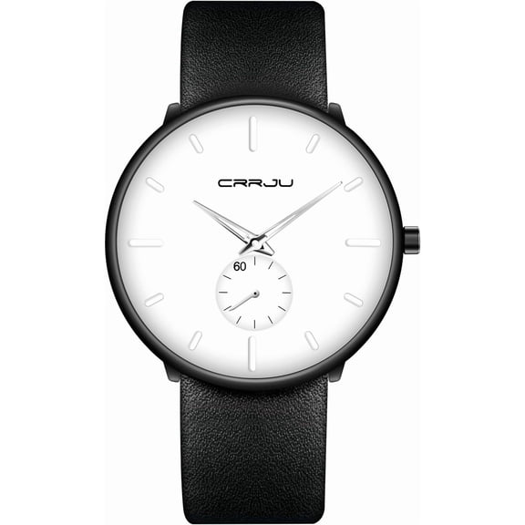 Mens Watches Ultra-Thin Minimalist Waterproof-Fashion Wrist Watch for Men Unisex Dress with Leather Band