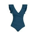 thumbnail image 4 of TODOZO Women's One Piece Swimsuit Ruffle Slimming Tummy Control Bathing Suit Criss Cross High Waist 1 Piece Swimwear Full Coverage Swim Bathing Suit Slimming Modest Ruffle Swimwear, 4 of 4