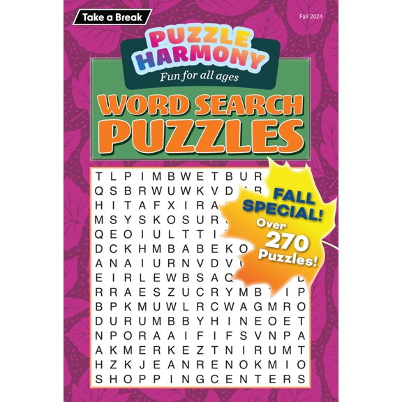 Puzzle Harmony - Word Search Fall Special: 270  Puzzles, Activity Book, Fun For All Ages, Brain Challenges, Relax, Unwind, Unplug, De-Stress, Recharge, Reduce Anxiety, Take A Break Solve!