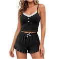 thumbnail image 2 of Stamzod Summer Pajama Sets for Women 2 Piece Lace Knit Camisole Shorts Lounge Sets Comfy Ladies Pajamas, 2 of 4