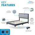 thumbnail image 4 of Boyd Sleep Pisa Gray Velvet Queen Size Fully Upholstered Platform Bed Frame with Adjustable Headboard, 4 of 15