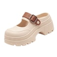 thumbnail image 3 of Rokment Women's Chunky Platform Slip on Mary Jane with Adjustable Back Strap 2026 Casual Height Increasing Barefoot Slip on Water Sandals Dress Clogs Khaki Size 7, 3 of 5