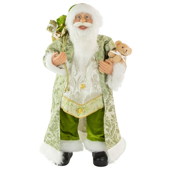 Northlight 24" Santa Claus with Teddy Bear and Gift Bag Christmas Figure
