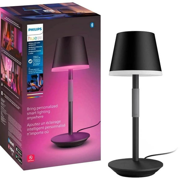 Lámpara de mesa portátil inteligente Philips Hue Go Black, paquete de 1