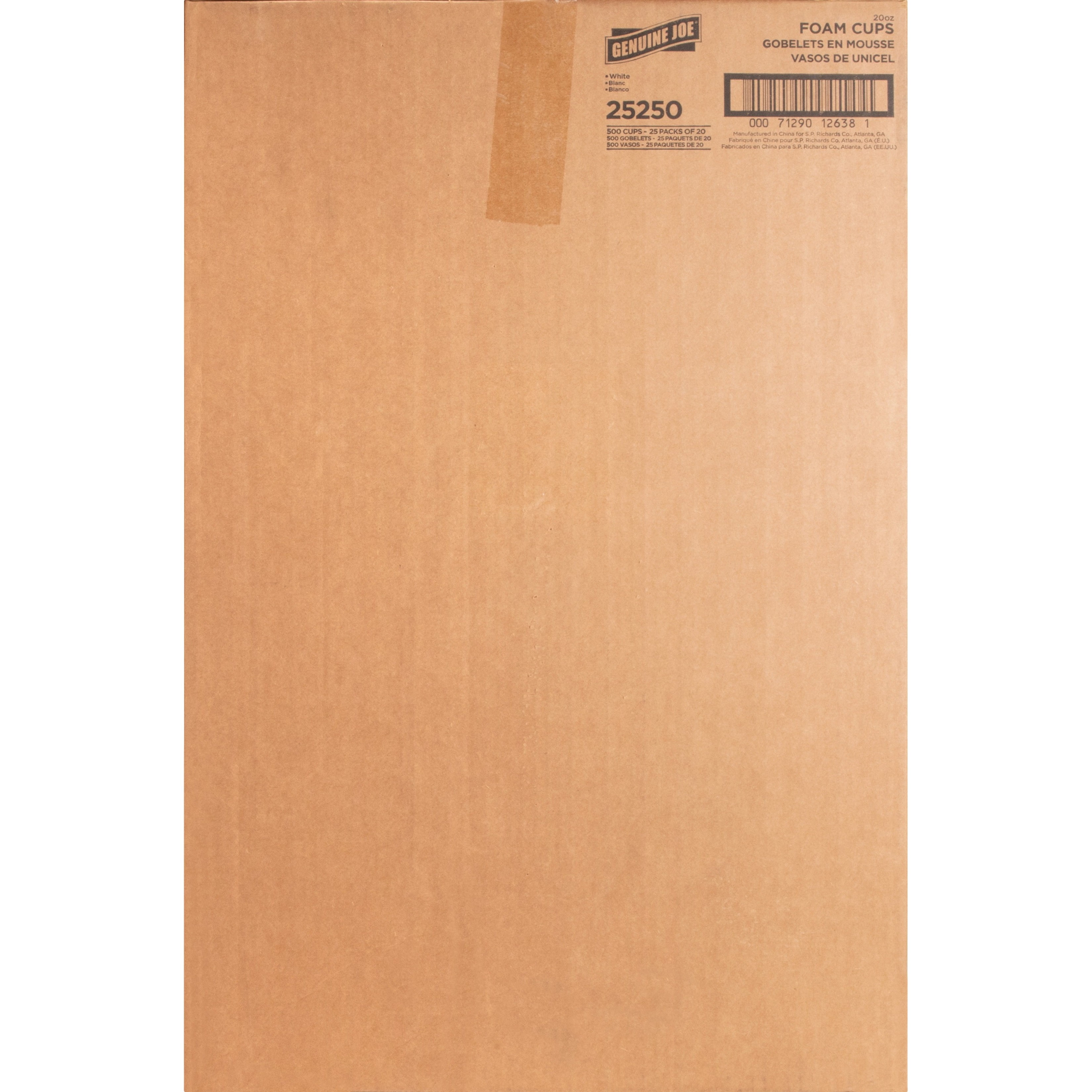 Genuine Joe, GJO25250, Styrofoam Cup, 500 / Carton, White, 20 fl oz