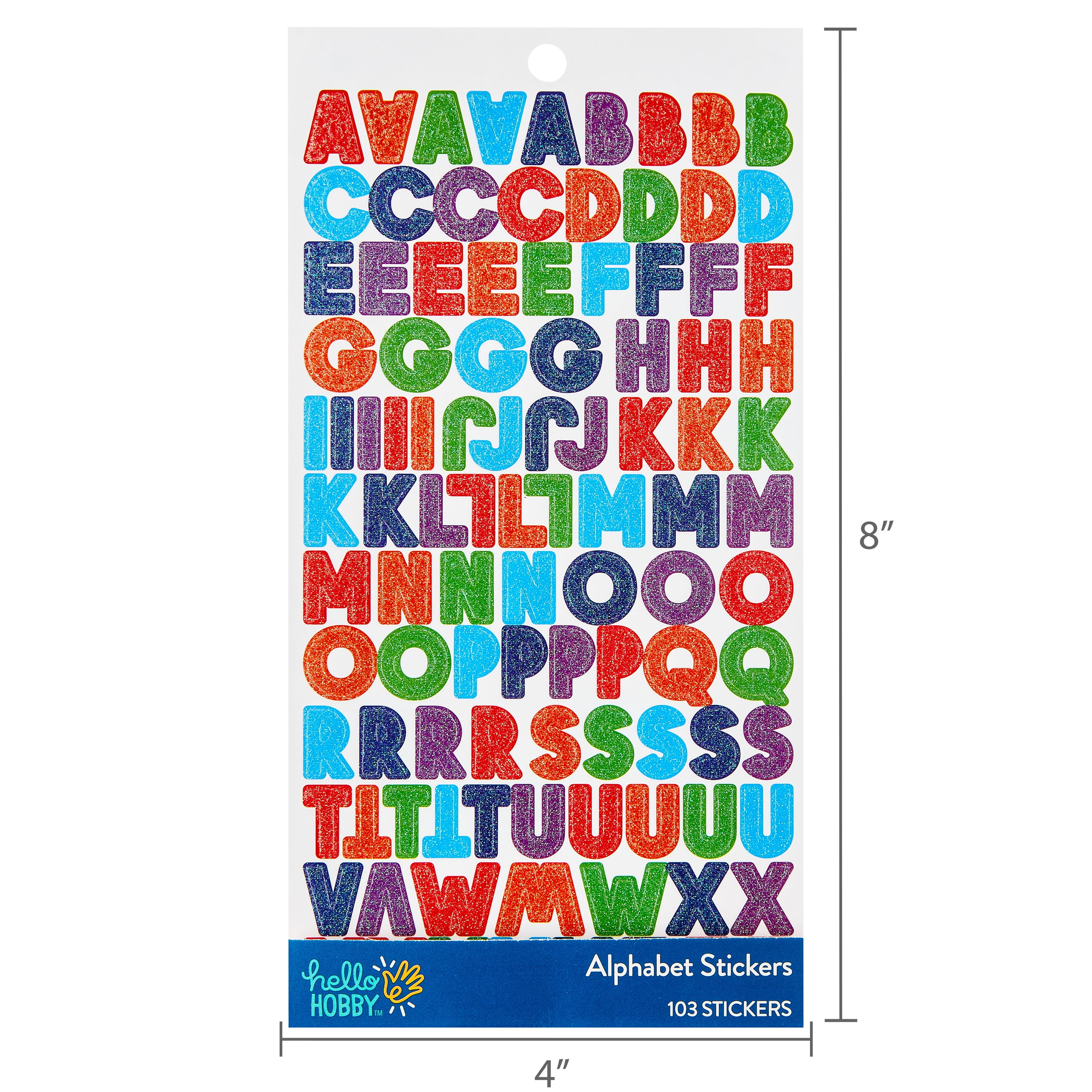 Hello Hobby Glitter Alphabet Stickers – Multicolor, 103 Count