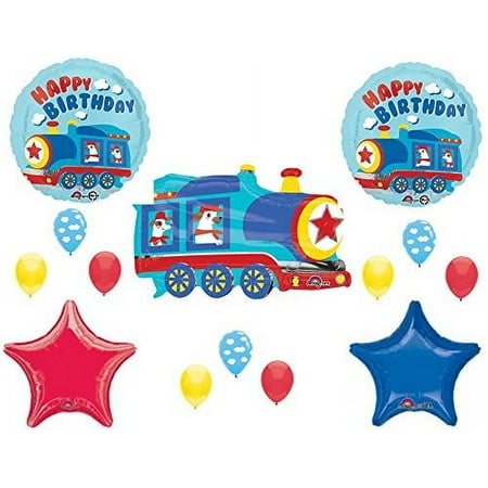 TRAINS Happy Birthday Party Balloons Decoration Supplies 1st 2nd 3rd Dog Engine