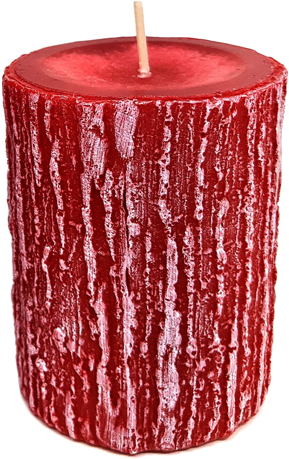 Hyoola 2.5 x 3.5 inch Rubin Red Unscented Rustic Timberline Pillar Candles, Paraffin Wax with Cotton Wicks, 6-Pack