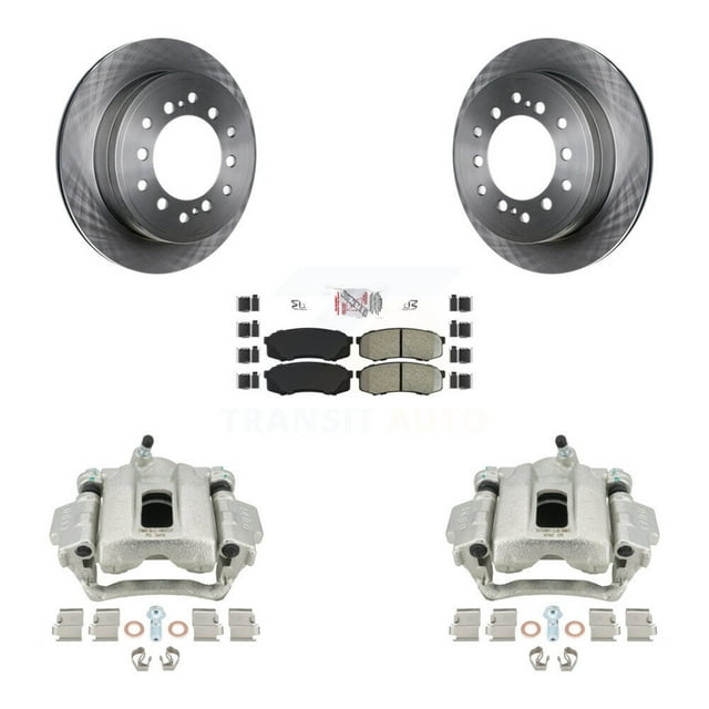 Transit Auto Rear Disc Brake Caliper Rotors and Semi-Metallic Pads Kit for Car 2010-2014 Toyota FJ Cruiser KC8-101259N