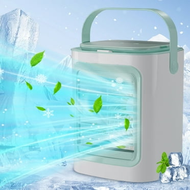 Wadada Portable Ice Fan Air Cooler With water For Frost Cube Fan, 3 In 1 Mist Mini Evaporative Cooling Fan with 7-color LED, 3 Wind Speeds 2 Spray Modes for Home Office Bedroom Table and Desktop