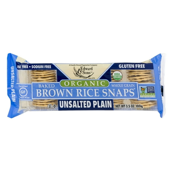 Edward And Sons Brown Rice Snaps Unsalted Plain, 3.5 Oz