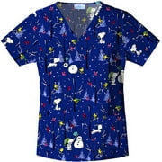 Peanuts Snoopy Loves Snow V-Neck Scrub Top