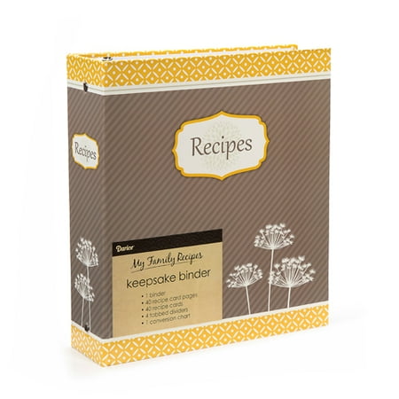 recipe binder yellow floral 40 pages 40 cards 4 tabs walmart com