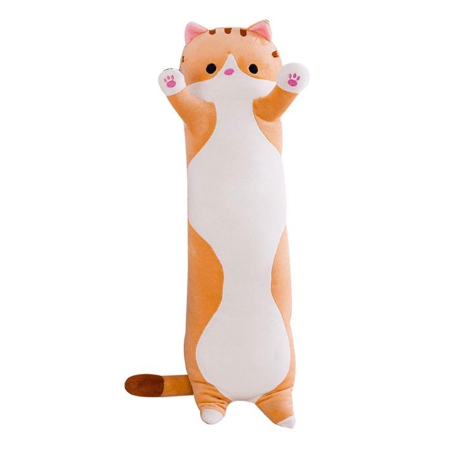 70cm Figura de gato durmiendo suave, almohada, Animal relleno, muñeca, juguete de peluche cilíndrico largo para niños