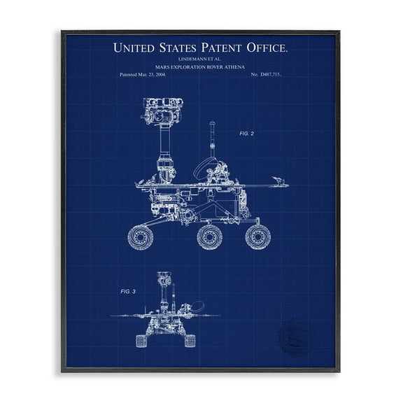 Stupell Industries Mars Exploration Blueprint Transportation Painting Black Framed Art Print Wall Art, 11 x 14