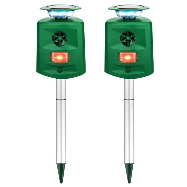 2X Repelente de Animales Ultrasónico Solar,Repelente de Gatos Al Aire Libre,Repelente de Animales Repelente con Sensor de Movimiento y Luces Intermitentes