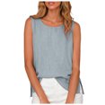 thumbnail image 6 of idosla Tank Tops Women Comfy Summer Sleeveless Crewneck Gauze Shirts Casual Blouse Cami Crop Tops (Grey, 3XL), 6 of 6