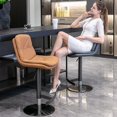 thumbnail image 2 of 360 Degree Swivel Barstool with Black Titanium Brushed Stainless Steel Pedestal, Adjustable Height Stool with Nappa Leather Seat and Curved Fit Backrest for Livingroom Bedroom Study or Pub, Black, 2 of 7