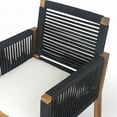 thumbnail image 6 of Durable Outdoor Wood Dining Chairs Set of 2, Handwoven Rope Back with Machine-Washable Cushions, All-Season Weather-Resistant Patio Furniture for Backyard, Poolside & Garden Use, Black Finish, 6 of 8