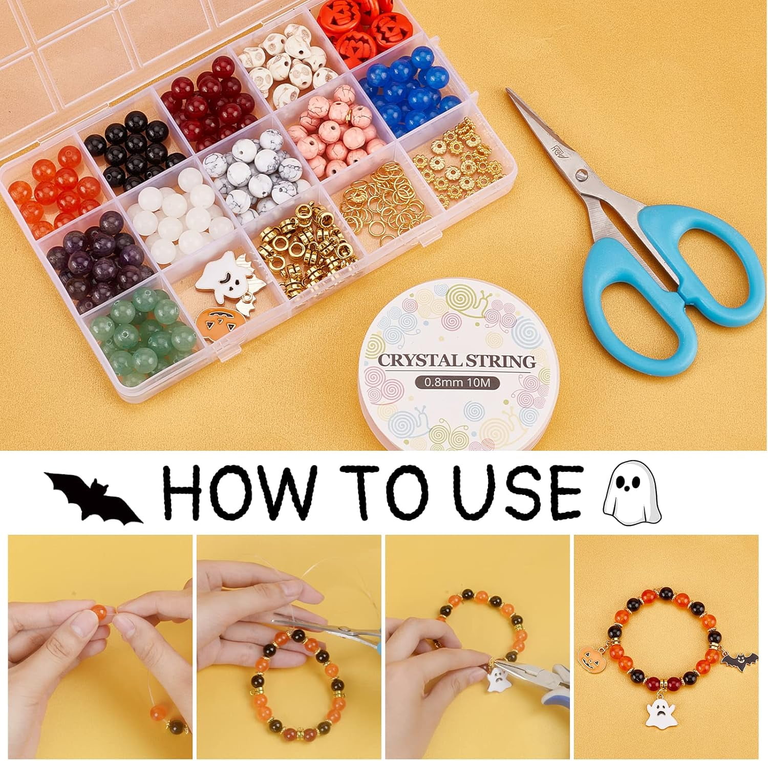327Pcs Natural Stone Beads Mixed Round Stone Beads Spacer Loose Stone Beads for DIY Earring Bracelet Necklace Making DIY
