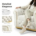 thumbnail image 6 of Furniture of America Gizon Glam Fabric Diamond Tufting Indoor Arm Chair, Beige and Gold, 6 of 15