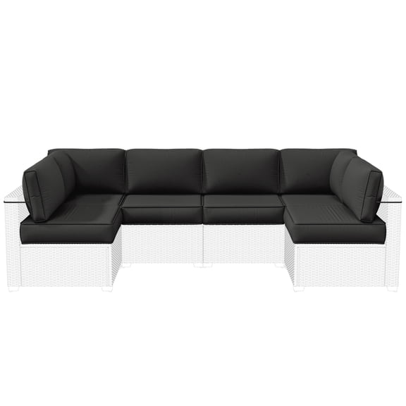 Pakunoda 14 Pieces Outdoor Replacement Cushions, 5" High-Density Foam Sectional Cushions Couch, 6 Seat Patio Conversation Sets for Rattan Wicker, Liner&Cover, Black