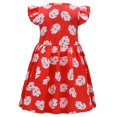 thumbnail image 3 of Girls Red Leaf Short Sleeve Dress Toddler Hawaiian Cosplay Party Wear, 3 of 7