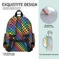 thumbnail image 5 of Rainbow Checkerboard Backpack for School,Cute School Bag,Schoolbag with Adjustable Shoulder Straps & Padded Back,15.25"x11.5"x5.25", 5 of 6