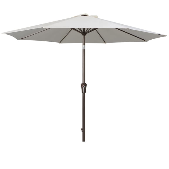NAPWANT 9ft Patio Umbrella, 8 Sturdy Ribs Outdoor Table Umbrella with Push-Button Tilt & Crank for Garden, Deck, and Pool White