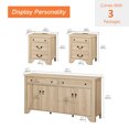 thumbnail image 3 of 3PCS Farmhouse Bedroom Set, 59" Wide Chest With 4 Doors And 2 Drawers, Wood Nightstand Set Of 2 With Charging Station For Living Room, Hallway,Dining Room, 3 of 5