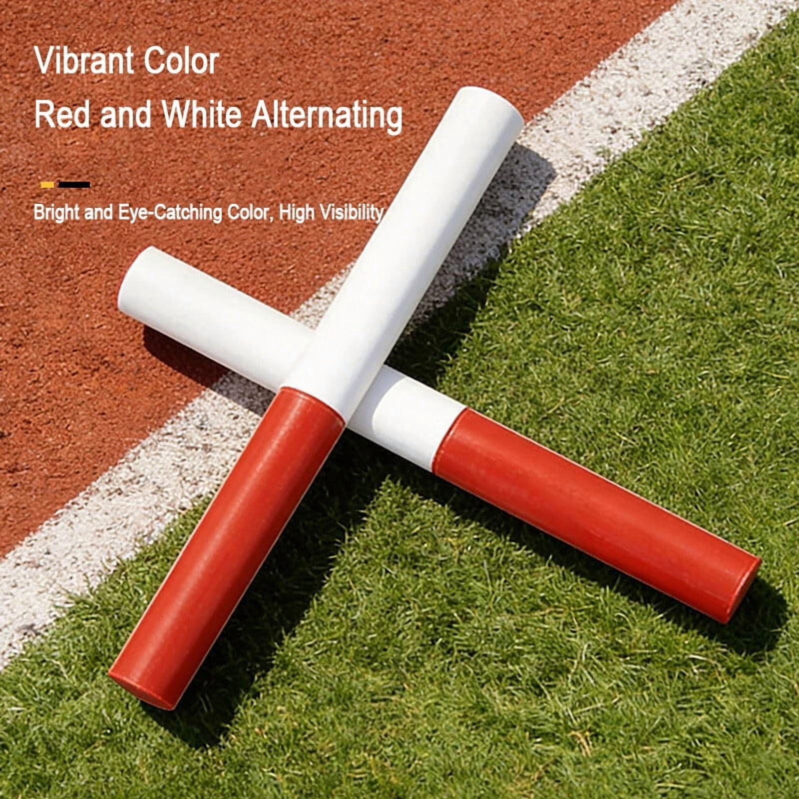 Seugxei 4-Pack Relay Batons, 30cm x 3cm PVC Track and Field Running Batons, Red & White