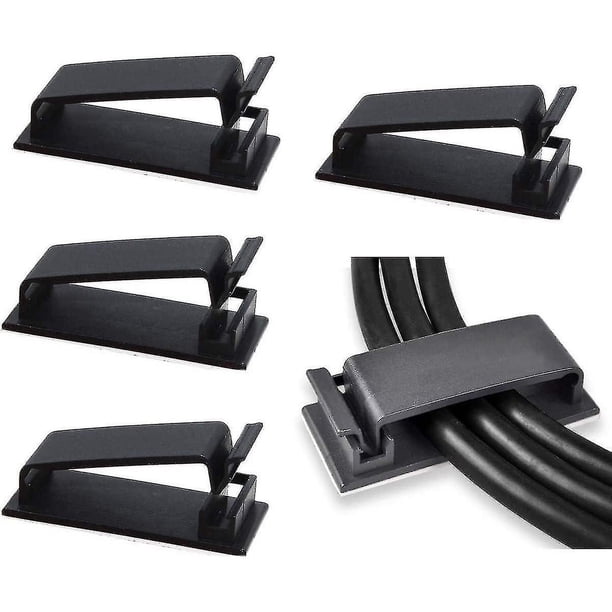 Clips de cable adhesivos para cables Ethernet y sistema de gestión de cables - Paquete de 50 - Negro