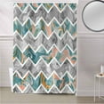 thumbnail image 5 of Fabric Shower Curtain, Turquoise Grey Marble Abstract Geometric Contemporary Art Shower Curtains with 12 Hooks Waterproof Machine Washable Bath Curtains for Bathroom, 72 x 96in, 5 of 6