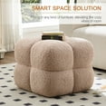 thumbnail image 4 of ONEVOG Square Teddy Pouf Ottoman, Modern Upholstered Tufted Foot Stool Coffee Table, Extra Seating for Living room Bedroom, Pink, 4 of 9