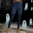thumbnail image 4 of Gufahion Sizes S-XXXL Full Length Pants Leggings Women's Halloween Striped Print Sports Fitness Solid Colored Casual Tight Fitting Peach Hip Yoga Stretch, Gifts for Yourself, Dark Blue, 4 of 8