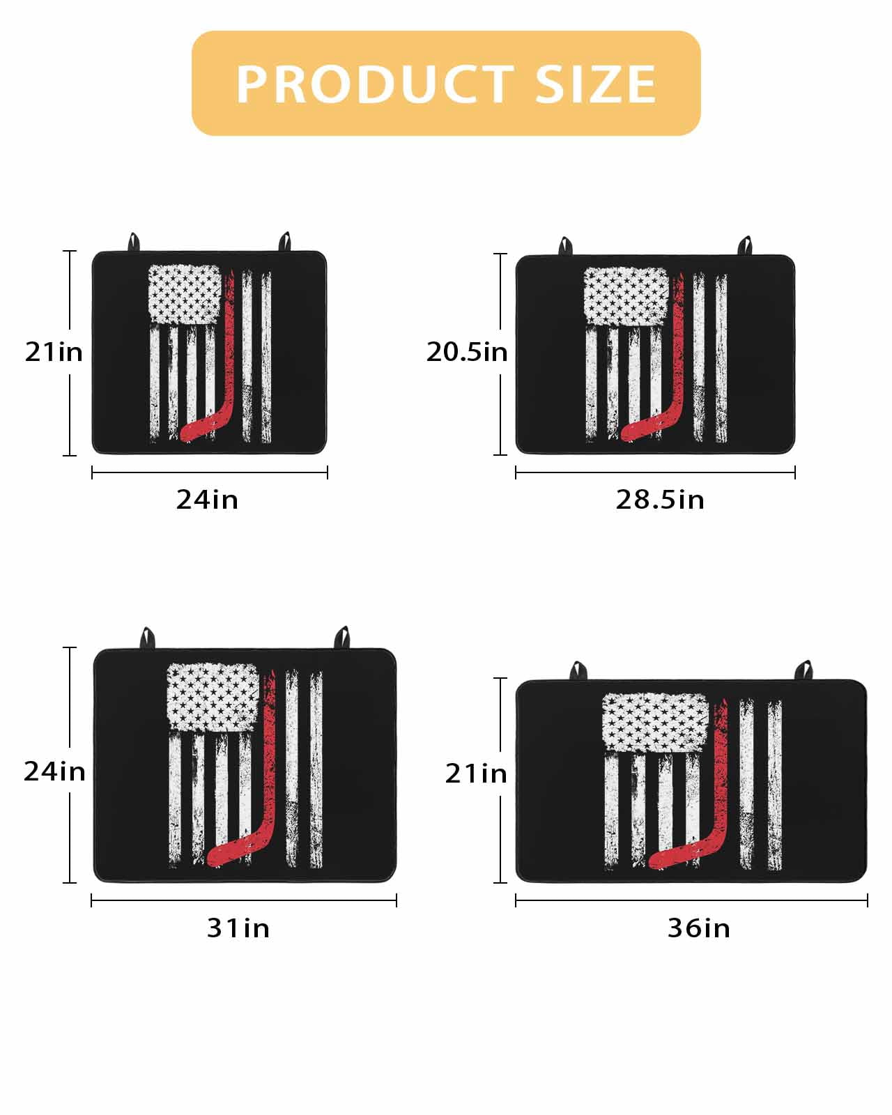 Large Induction Cooktop Protector Mat Black American Flag Stove Top Covers for Electric Stove, Vintage Red Hockey Star Strip Flag Decorative Stove Burner Cover Mats, Glass Top Stove Cover