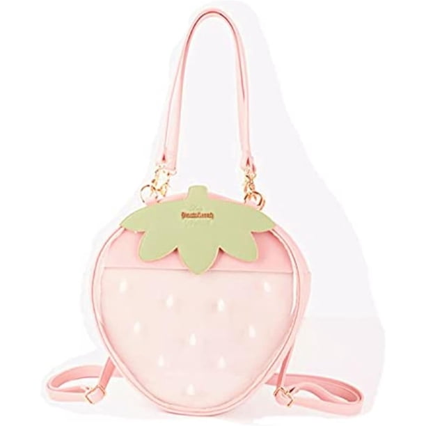 TAMMYFLYFLY Ita - Bolso de hombro con fresa y fruta, mochila casual, mochila Kawaii, bricolaje, cosplay, fresa, color rosa, Ros, Mochilas Daypack