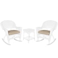 thumbnail image 2 of Jeco 3 Piece Rocker Wicker Chair Set With With Tan Cushion, White, 2 of 12