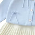 thumbnail image 5 of IVEYRTF Girls Knit Sweater Top and Skirt Set Long Sleeve Cute Bow Tie Casual Fall Winter Soft Fit Outwear 2 Piece Outfit for Kids 1-8 Years(Blue,5 Years), 5 of 7