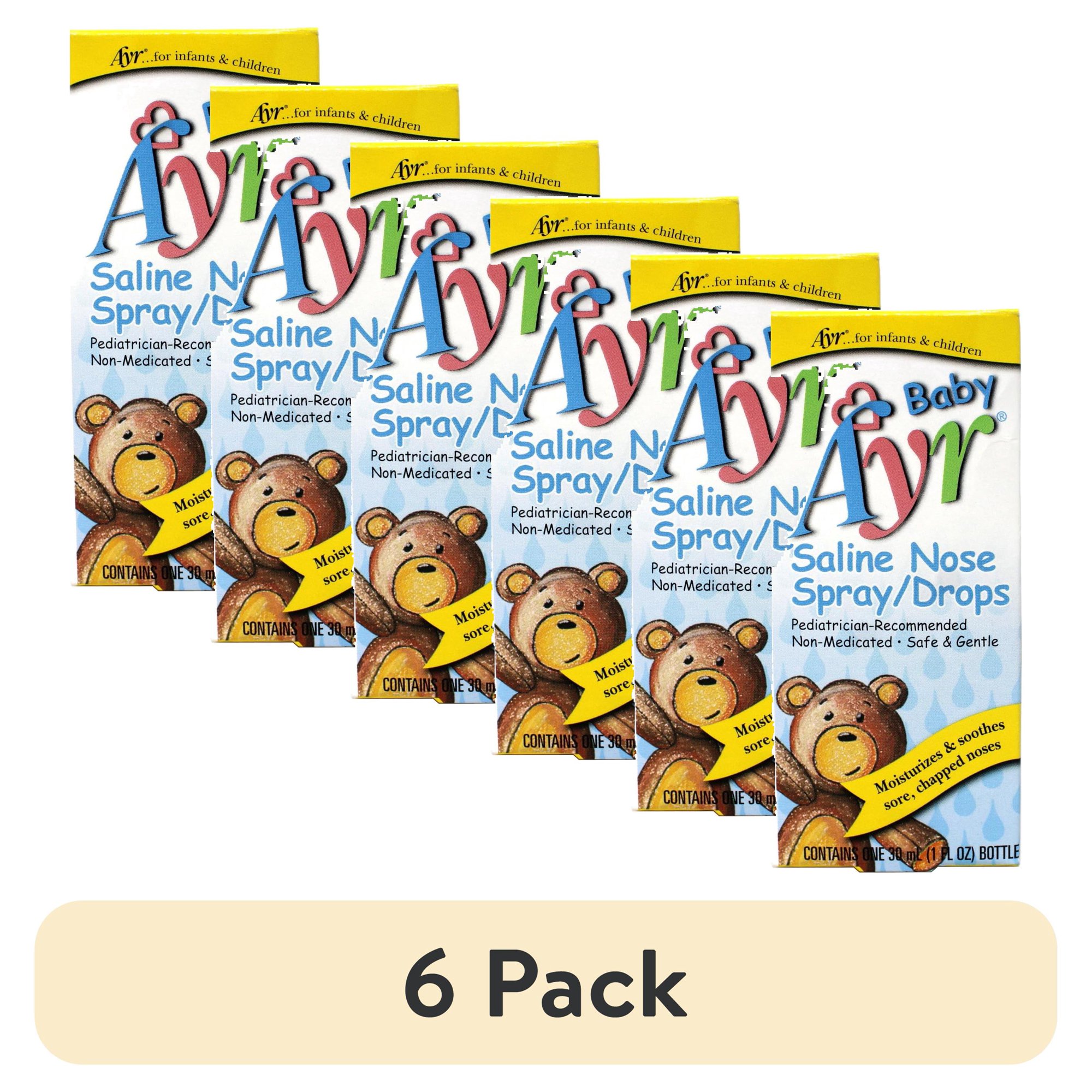 (6 pack) Ayr Baby Saline Nasal Spray/Drops, 1 Oz.