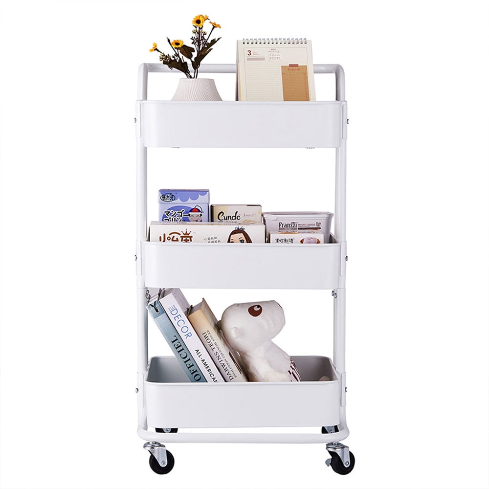 Private Jungle 3-Tier Home Kitchen Storage Utility cart with handle,Multifunctional Movable Storage Organizer with Caster Wheels for Home Office White Private Jungle 3-Tier Home Kitchen Storage Utility cart with handle,Multifunctional Movable Storage Organizer with Caster Wheels for Home Office White