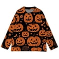 thumbnail image 3 of HAYIMI Women Sweater Halloween Pumpkin Print Button-Front Cardigan, Long Sleeve V-Neck Graphic Loose Fit Fall Knit Coat Tops, 3 of 3