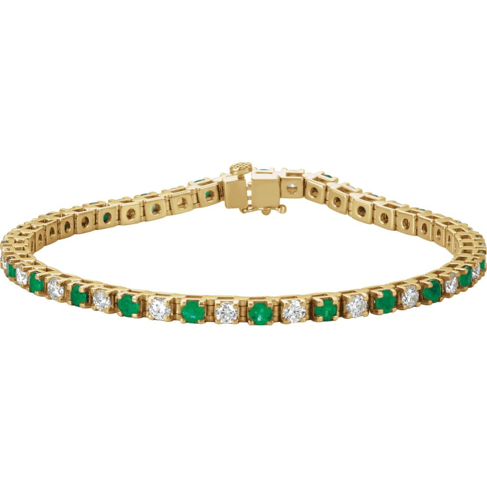 Diamond2Deal - Solid 14K Yellow Gold Emerald & 2 1/3 Cttw Diamond