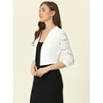 thumbnail image 4 of DARING DIVA Women's Lace Panel Crop Bolero Shrug Dress for Work Office M White, 4 of 7