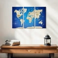 thumbnail image 2 of Elephant Stock Beige Longitude World Map Wall Art - Horizontal Multi Panel Canvas - Living Room Wall Decor - Map Multi Panel - Blue And Beige Decor - 23" x 14", 2 of 4