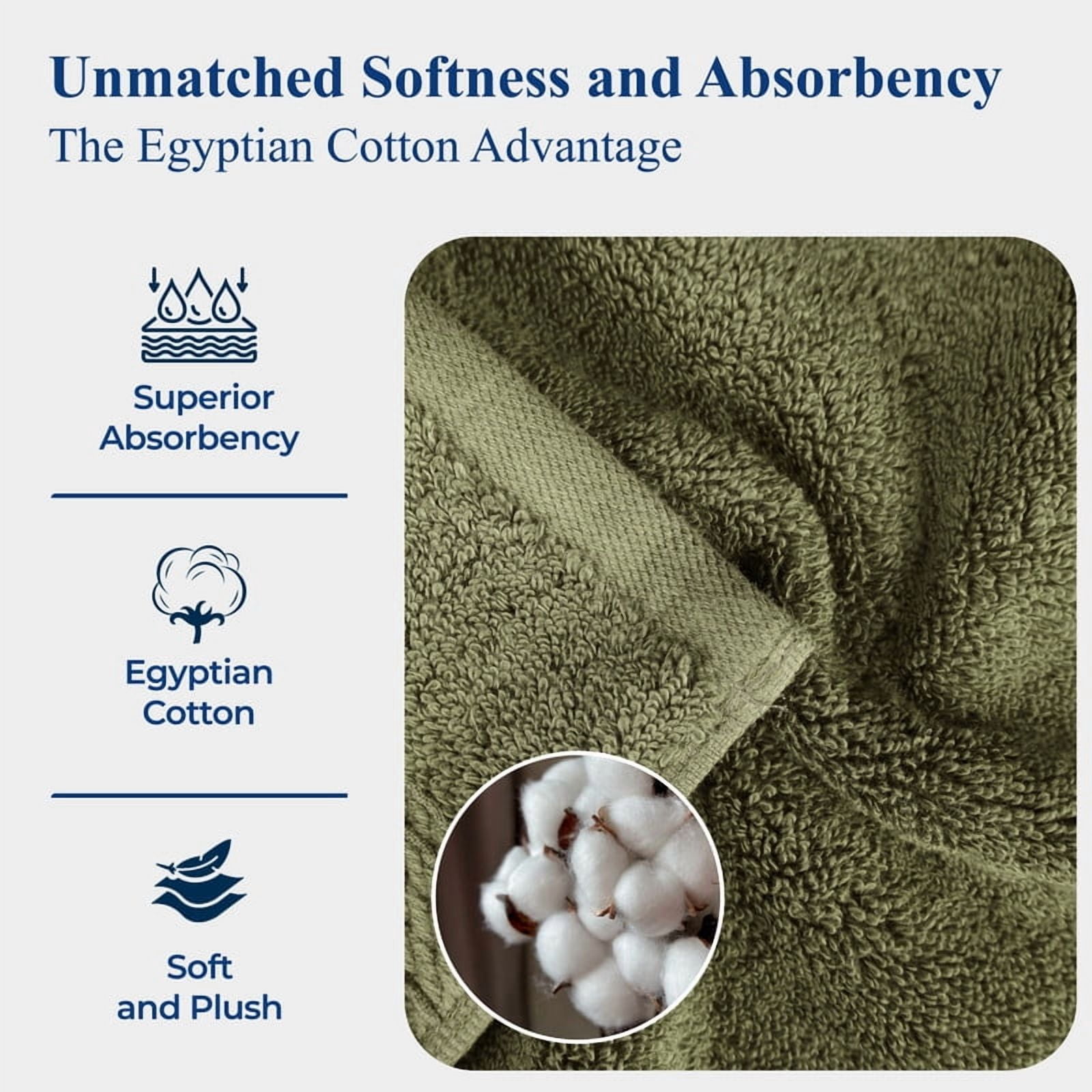 Superior 800 GSM Egyptian Cotton 4-Piece Hand Towel Set, Soft Ultra Absorbent Towels, Charcoal